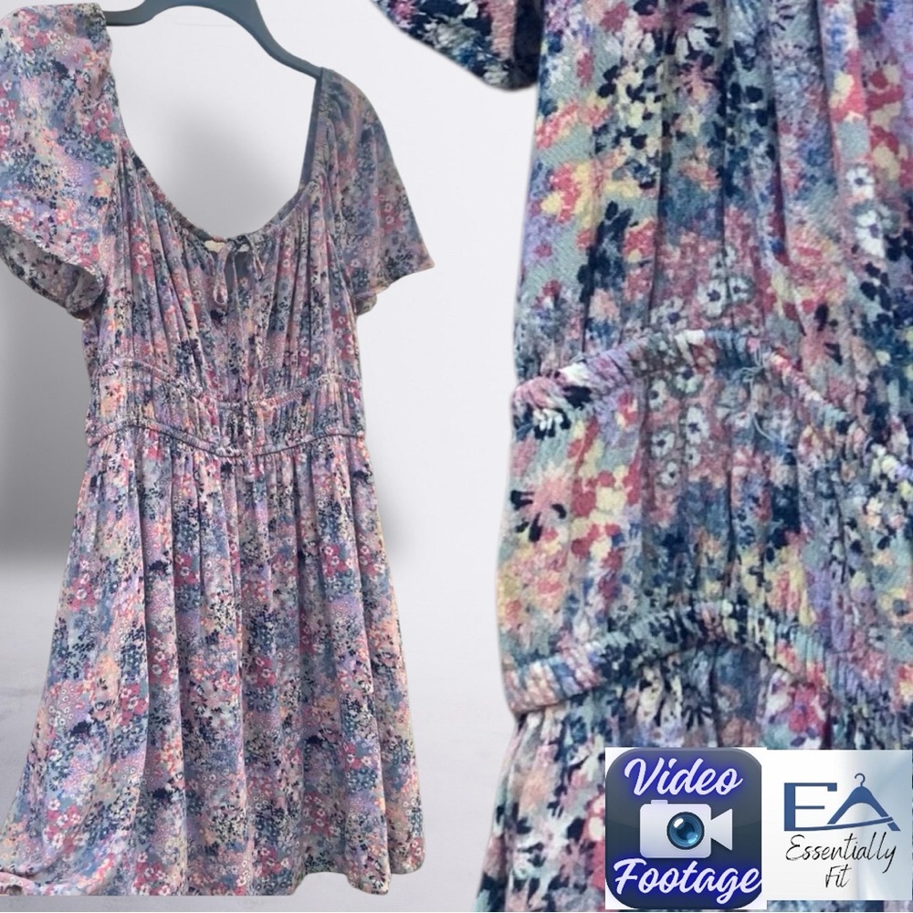 Rewind Lilac Floral Square Neck Mini Dress | Cottagecore Milkmaid Y2K Boho